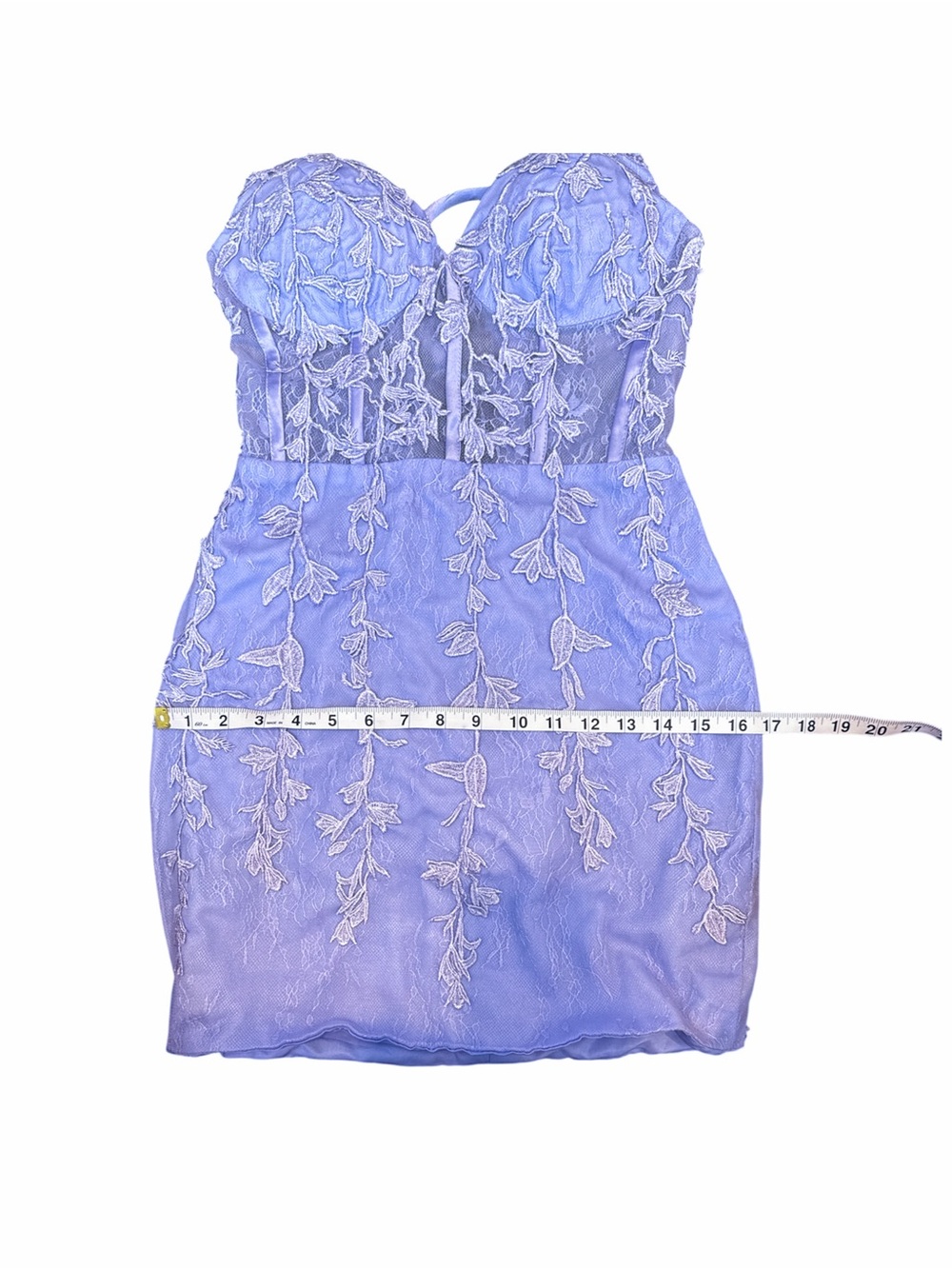 Strapless Lilac Lace Prom Dress - Elegant Short Evening Dress - Picture 3 of 6